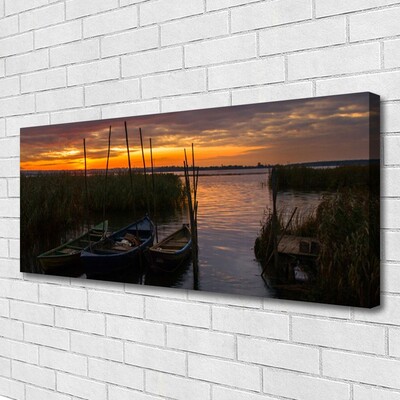 Leinwand-Bilder Boote Meer Gras Landschaft