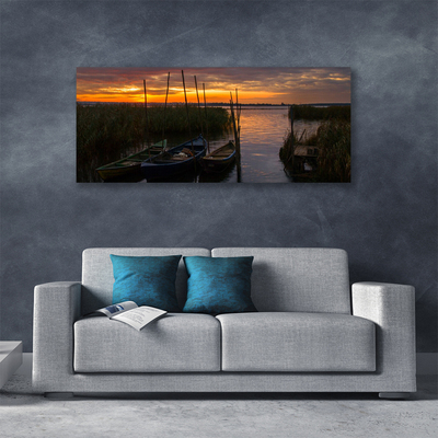 Leinwand-Bilder Boote Meer Gras Landschaft