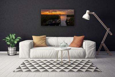 Leinwand-Bilder Boote Meer Gras Landschaft