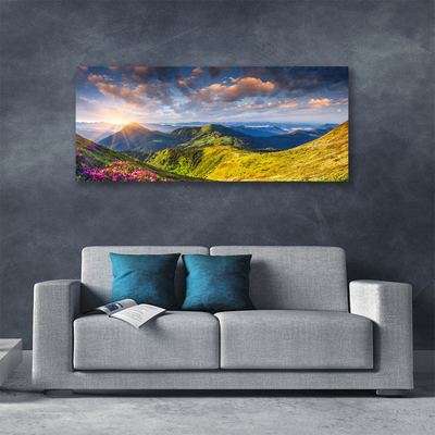 Leinwand-Bilder Gebirge Sonne Wiese Landschaft