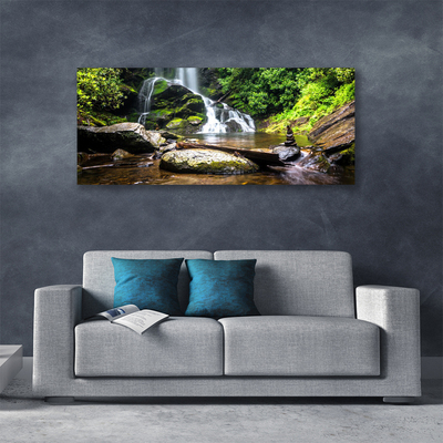 Leinwand-Bilder Wasserfall Steine Wald Natur