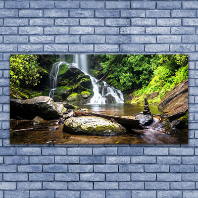 Leinwand-Bilder Wasserfall Steine Wald Natur