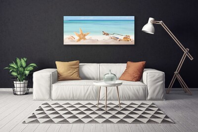 Leinwand-Bilder Sand Seestern Flaschebrife Kunst