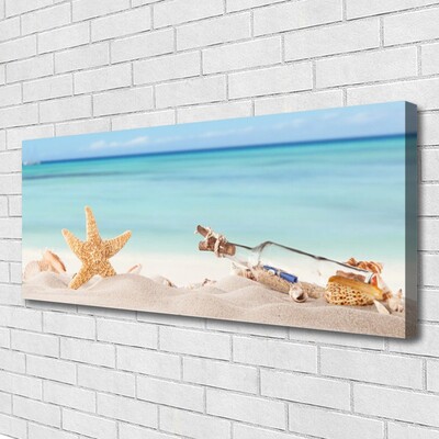 Leinwand-Bilder Sand Seestern Flaschebrife Kunst