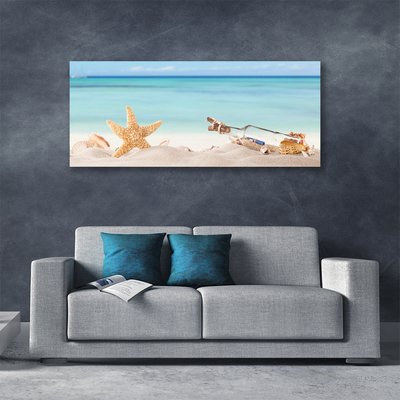 Leinwand-Bilder Sand Seestern Flaschebrife Kunst