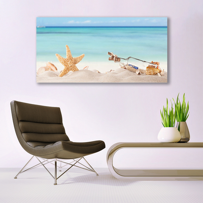 Leinwand-Bilder Sand Seestern Flaschebrife Kunst