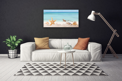 Leinwand-Bilder Sand Seestern Flaschebrife Kunst