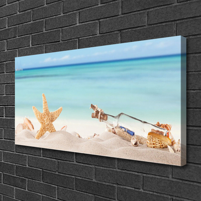 Leinwand-Bilder Sand Seestern Flaschebrife Kunst