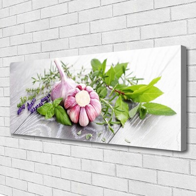 Leinwand-Bilder Knoblauch Blume Blätter Pflanzen