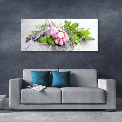 Leinwand-Bilder Knoblauch Blume Blätter Pflanzen