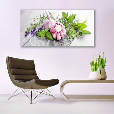 Leinwand-Bilder Knoblauch Blume Blätter Pflanzen