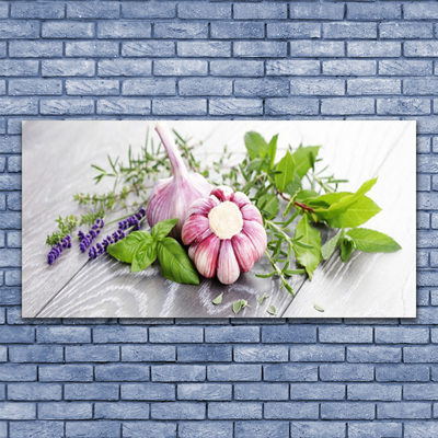Leinwand-Bilder Knoblauch Blume Blätter Pflanzen