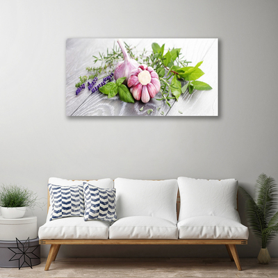 Leinwand-Bilder Knoblauch Blume Blätter Pflanzen
