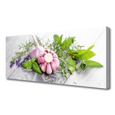 Leinwand-Bilder Knoblauch Blume Blätter Pflanzen