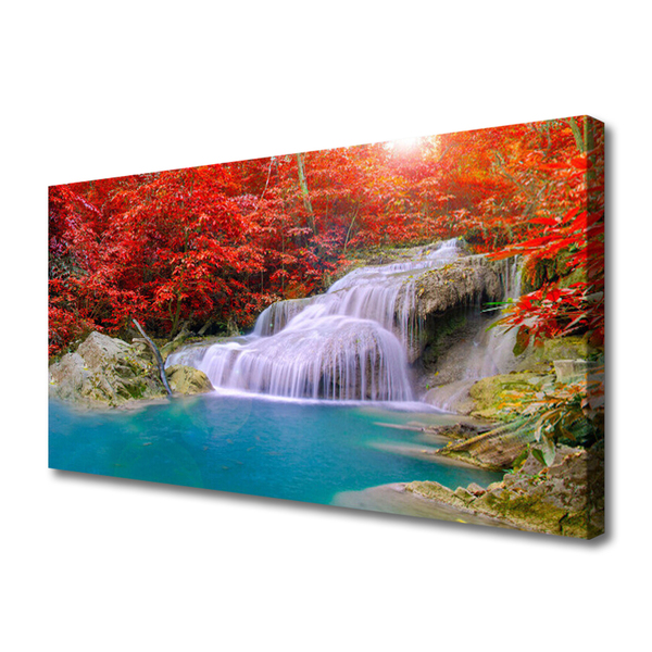 Leinwand-Bilder Wasserfall See Wald Natur