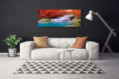 Leinwand-Bilder Wasserfall See Wald Natur