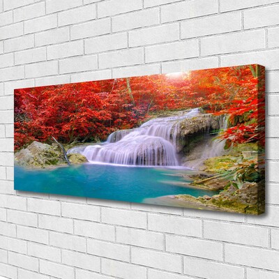 Leinwand-Bilder Wasserfall See Wald Natur