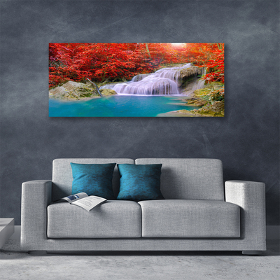 Leinwand-Bilder Wasserfall See Wald Natur