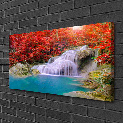 Leinwand-Bilder Wasserfall See Wald Natur