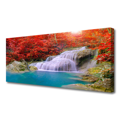 Leinwand-Bilder Wasserfall See Wald Natur