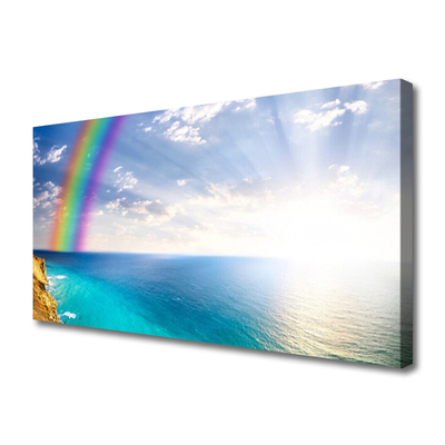 Leinwand-Bilder Regenbogen Sonne Meer Landschaft