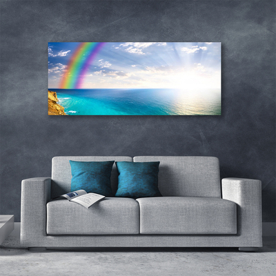 Leinwand-Bilder Regenbogen Sonne Meer Landschaft