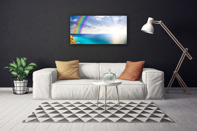 Leinwand-Bilder Regenbogen Sonne Meer Landschaft