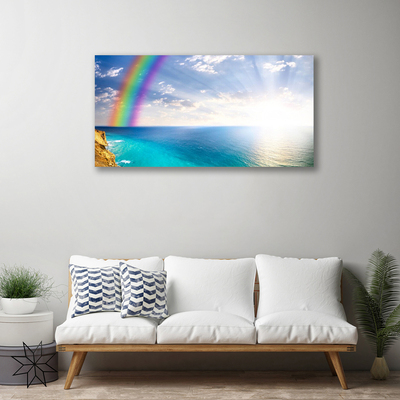 Leinwand-Bilder Regenbogen Sonne Meer Landschaft