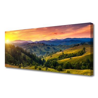 Leinwand-Bilder Sonne Gebirge Wald Wiese Natur