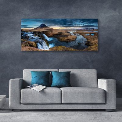 Leinwand-Bilder Gebirge Wasserfall See Landschaft