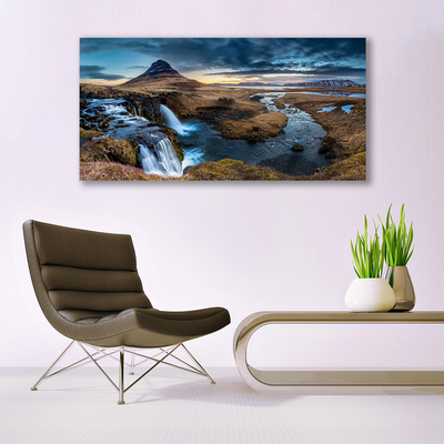 Leinwand-Bilder Gebirge Wasserfall See Landschaft