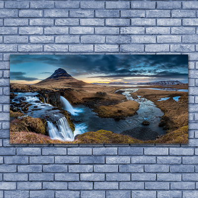 Leinwand-Bilder Gebirge Wasserfall See Landschaft