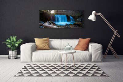 Leinwand-Bilder Sonne Wald Wasserfall Natur