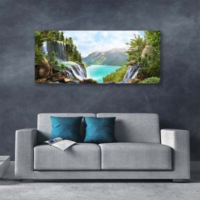 Leinwand-Bilder Gebirge Bucht Wasserfall Natur