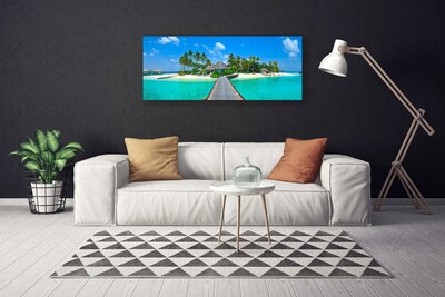 Leinwand-Bilder Strand Palmen Brücke Meer Architektur