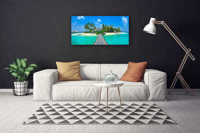 Leinwand-Bilder Strand Palmen Brücke Meer Architektur