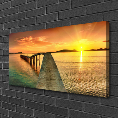 Leinwand-Bilder Sonne Meer Brücke Landschaft