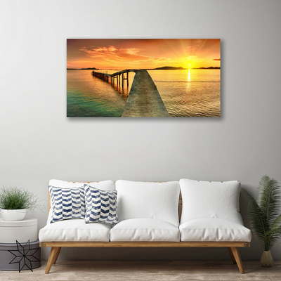 Leinwand-Bilder Sonne Meer Brücke Landschaft