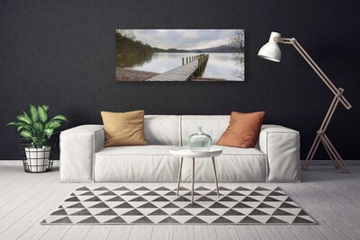 Leinwand-Bilder See Wald Brücke Architektur