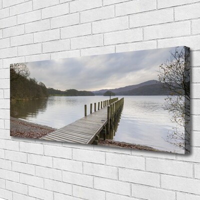 Leinwand-Bilder See Wald Brücke Architektur