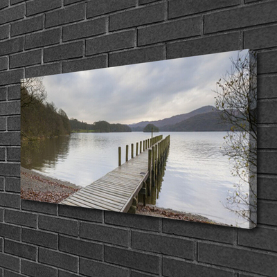 Leinwand-Bilder See Wald Brücke Architektur