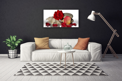 Leinwand-Bilder Rose Muschel Steine Kunst