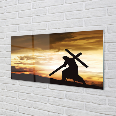 Glasbilder Jesus kreuz sonnenuntergang