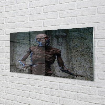 Glasbilder Die schreckliche figur im gebäude