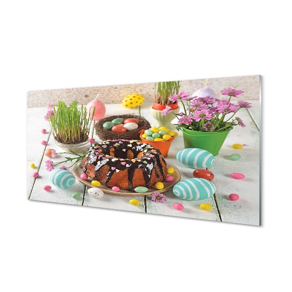 Glasbilder Blumen kuchen eier