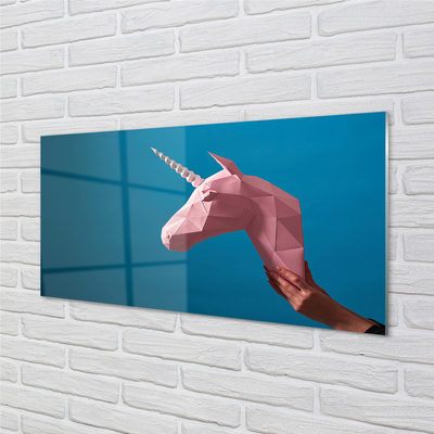 Glasbilder Origami einhorn rosa