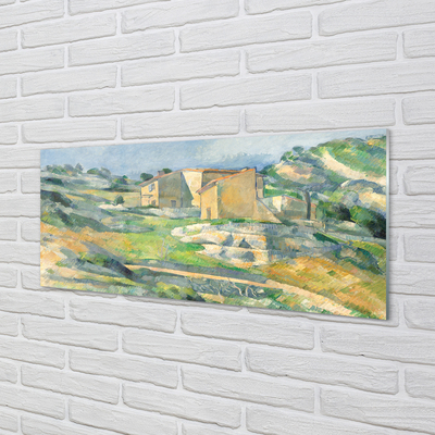 Glasbilder Haus gemalt kunst auf dem hügel