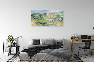 Glasbilder Haus gemalt kunst auf dem hügel