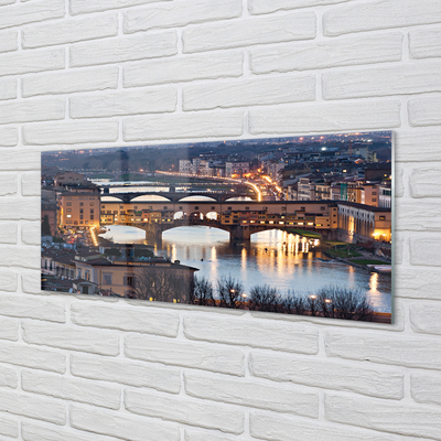 Glasbilder Italien fluss nacht bridges