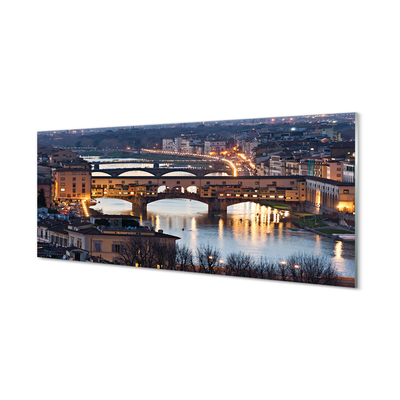 Glasbilder Italien fluss nacht bridges